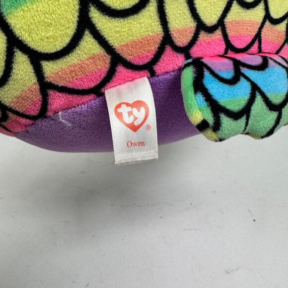 Ty Squish-A-Boos Owen Owl Plush Rainbow Tie-Dye Stuffed Animal Toy - Picture 5 of 11